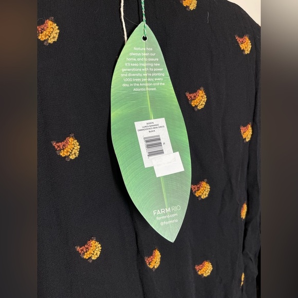 Farm Rio | Long Sleeve Crepe Smocked Mini Dress | Embroidery & Beads | XL - Picture 7 of 8